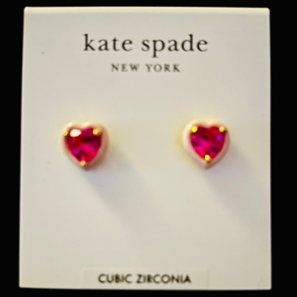 🩷🩷NWT Kate Spqde CZ Pink Heart Earrings - Picture 1 of 2
